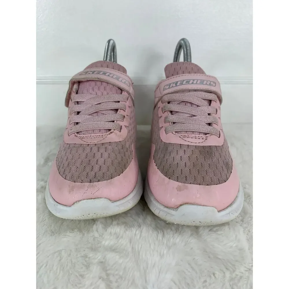 Skechers Microspec Max Light Pink Sneakers Elastic Laces Youth Size 2